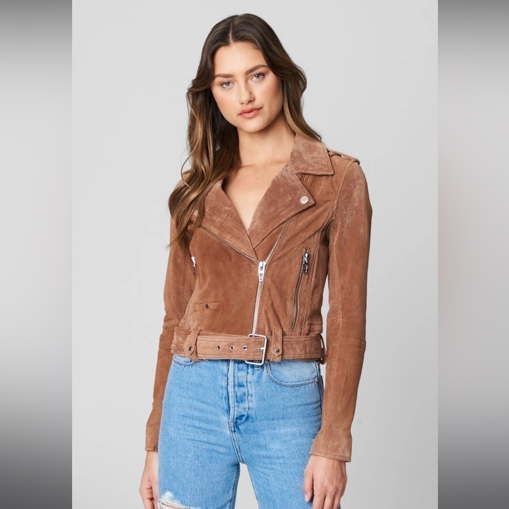 BlankNYC Real Leather Moto Jacket Carmel Macchiato